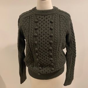 J.Crew Olive Green Chunky Crew Neck Sweater